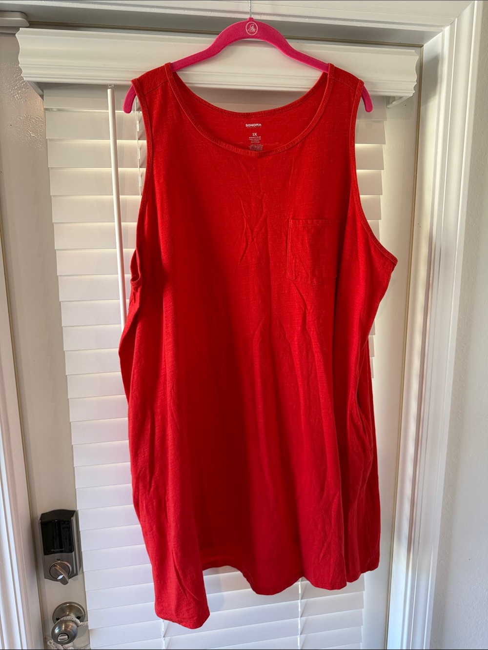 Sonoma Bright Red Scoop Neck Tank with Chest Pocket